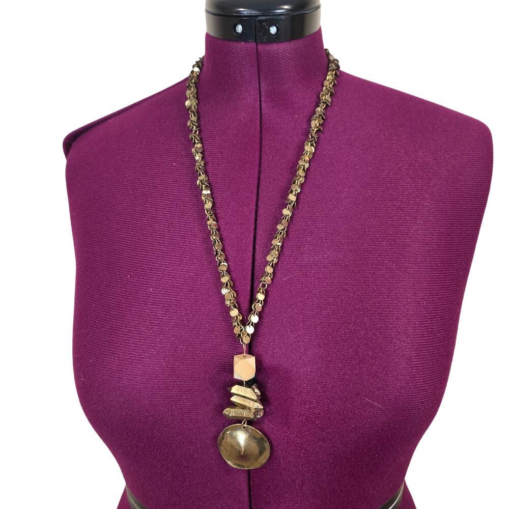 Antiqued Gold Pendant Necklace